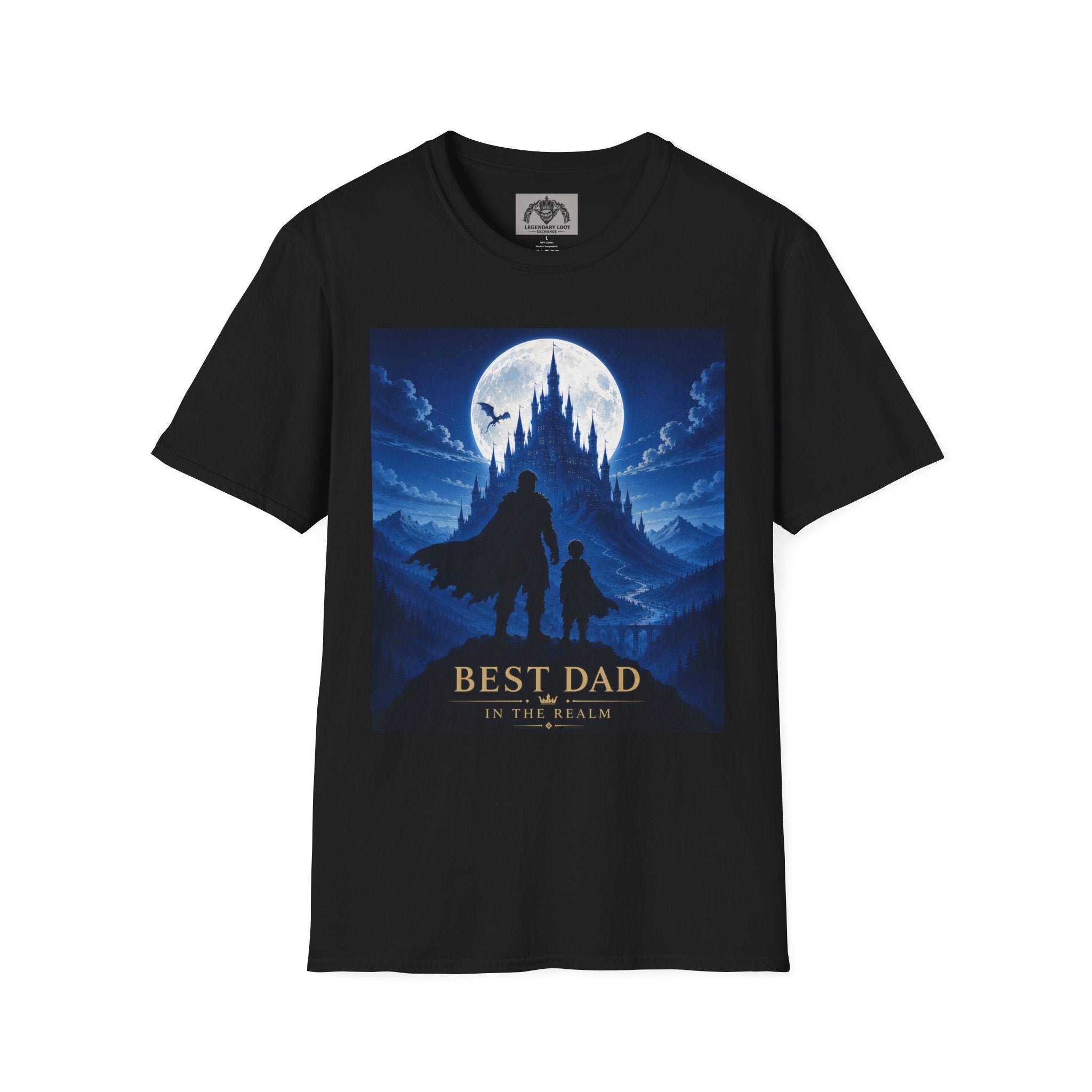 Best Dad Fantasy Castle T-Shirt | Father and Child Silhouette, Moonlit Adventure