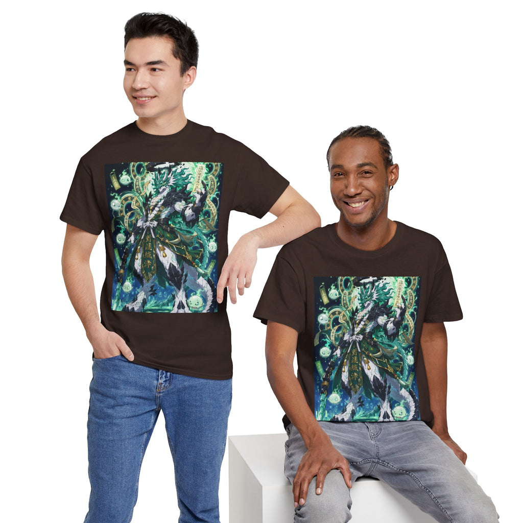 Mystic Forest Sorcerer T-Shirt | Fantasy Mage Illustration, Green Aura