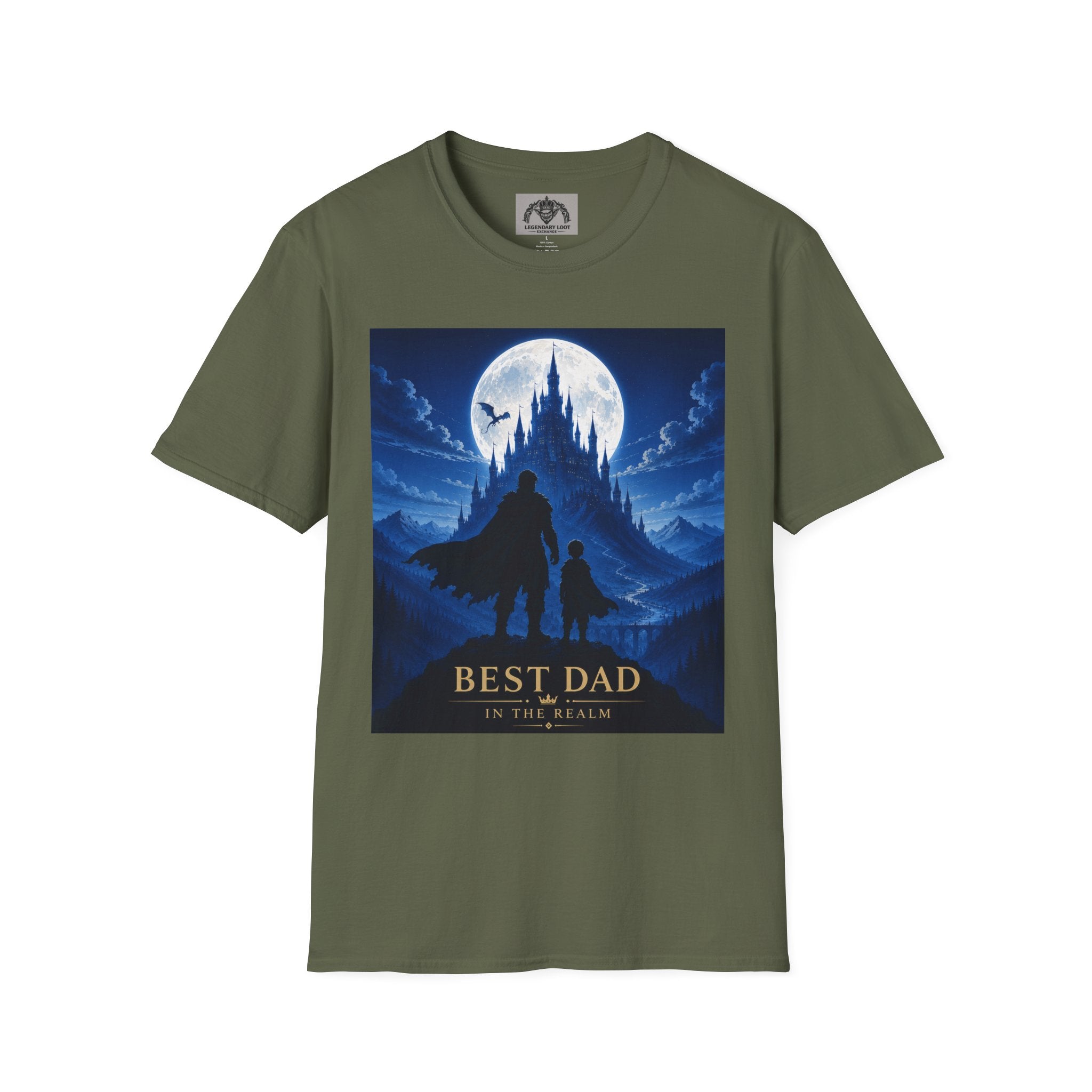 Best Dad Fantasy Castle T-Shirt | Father and Child Silhouette, Moonlit Adventure