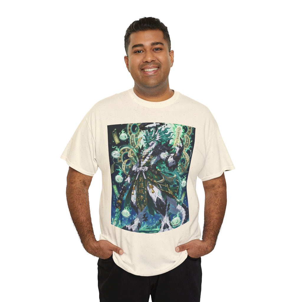 Mystic Forest Sorcerer T-Shirt | Fantasy Mage Illustration, Green Aura