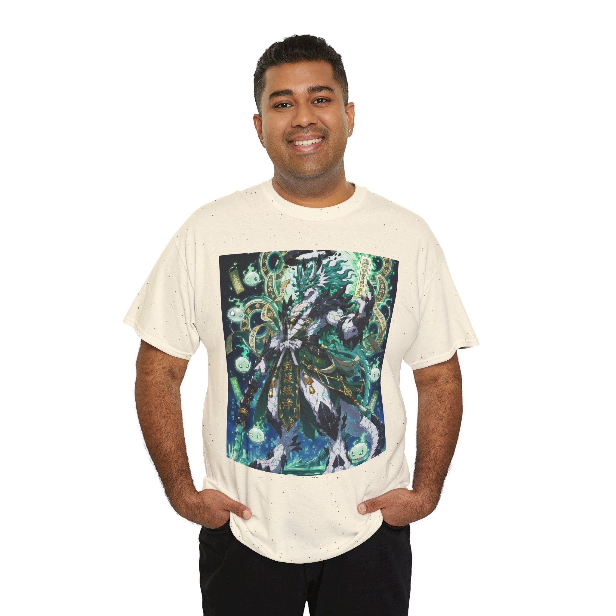 Mystic Forest Sorcerer T-Shirt | Fantasy Mage Illustration, Green Aura