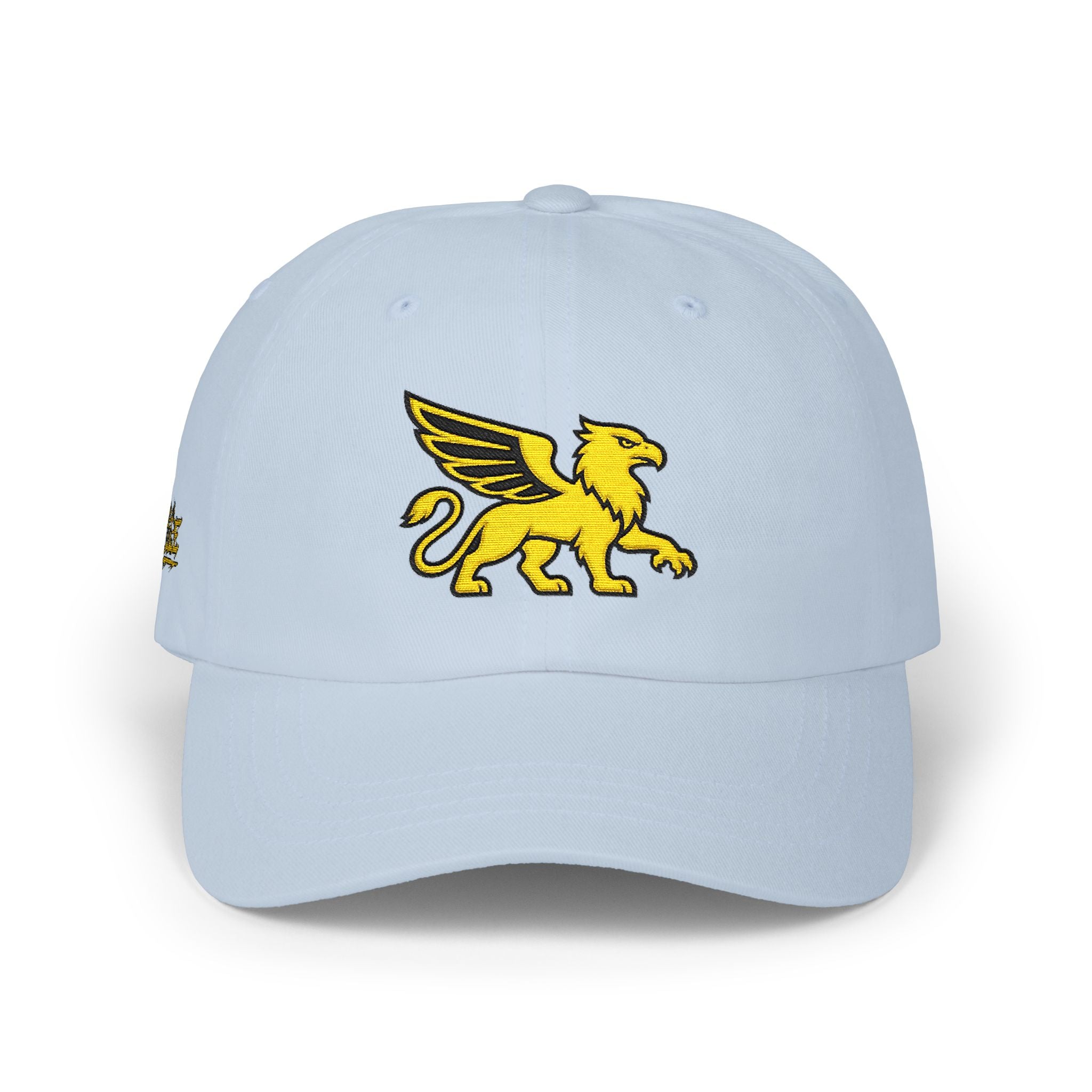 Golden Griffin Embroidered Cap | White Classic Dad Cap