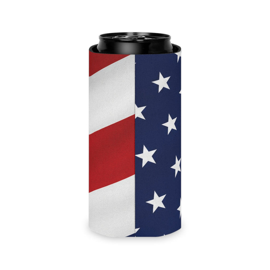 American Flag Can Cooler - Patriotic Red White Blue Star & Stripe Koozie