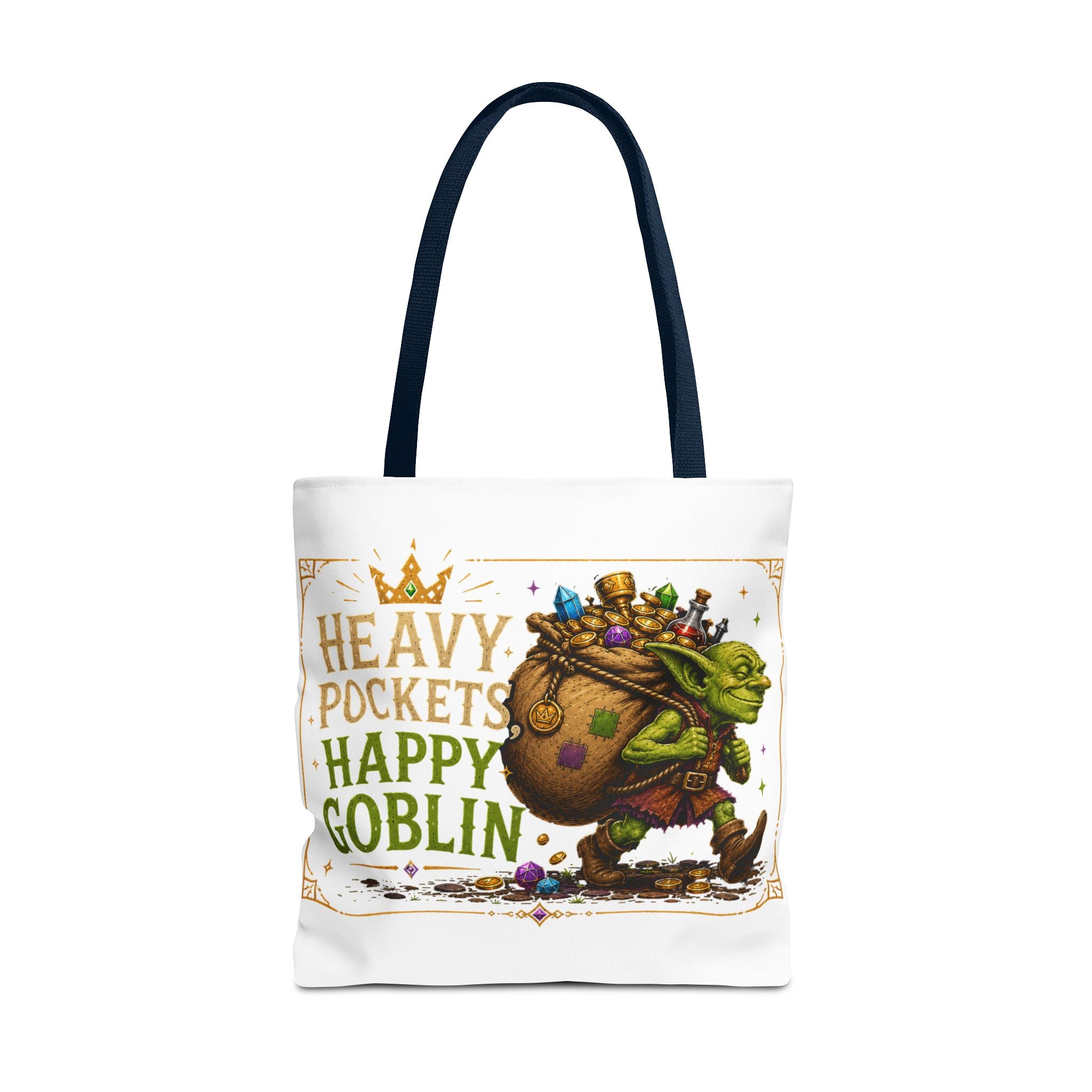 Heavy Pockets Happy Goblin Tote Bag — Fantasy Goblin Illustration Reusable Shopper