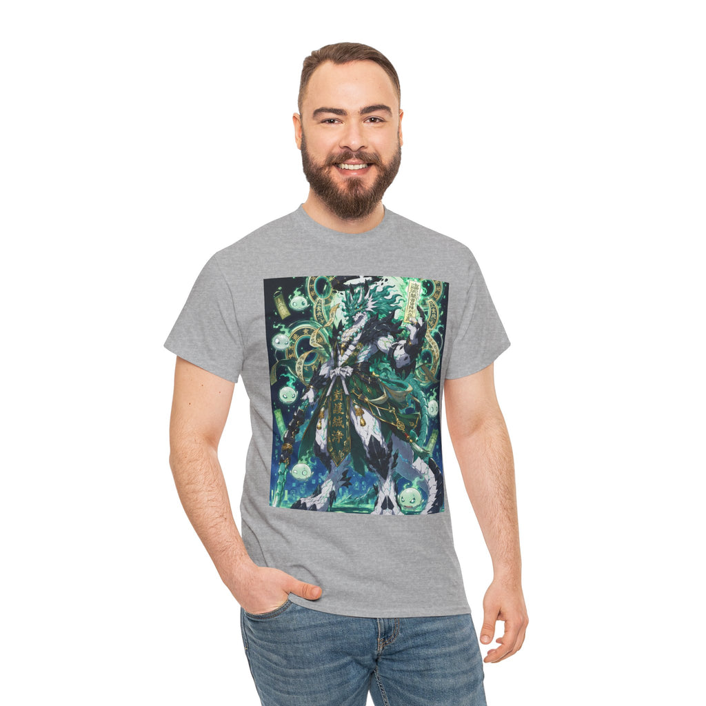 Mystic Forest Sorcerer T-Shirt | Fantasy Mage Illustration, Green Aura