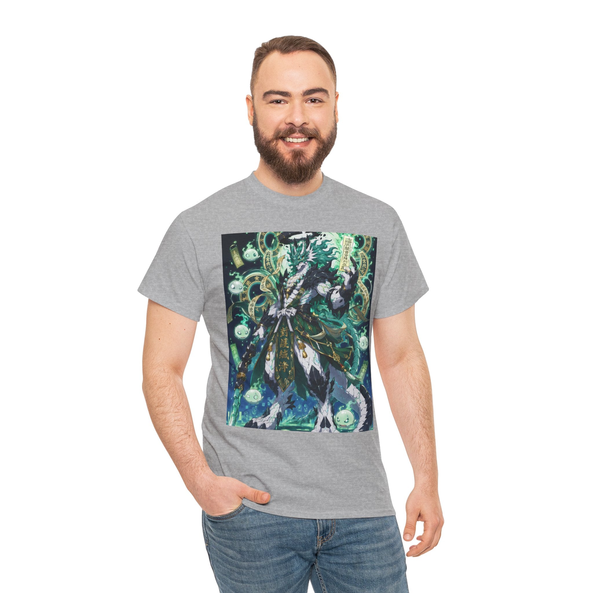 Mystic Forest Sorcerer T-Shirt | Fantasy Mage Illustration, Green Aura