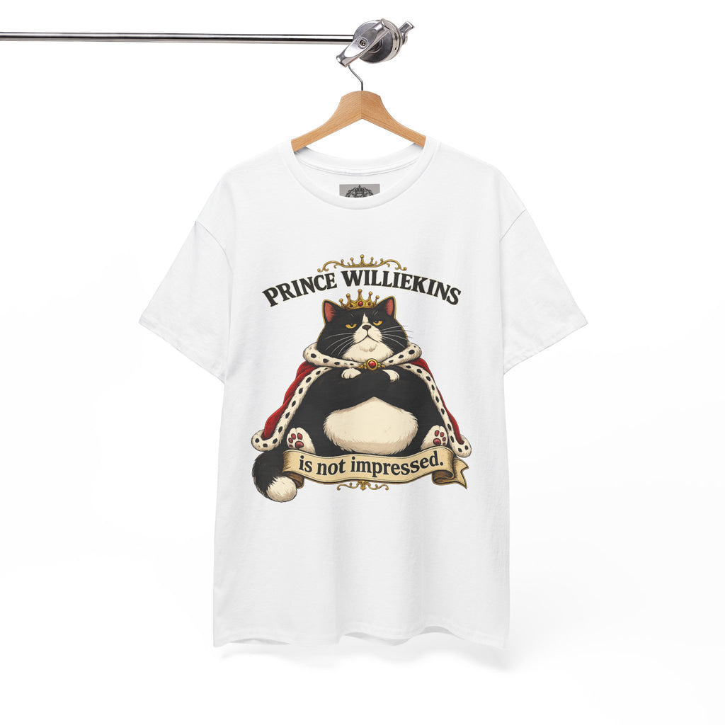 Cat T-Shirt — “Prince Williekins Is Not Impressed” Royal Cat Graphic Tee