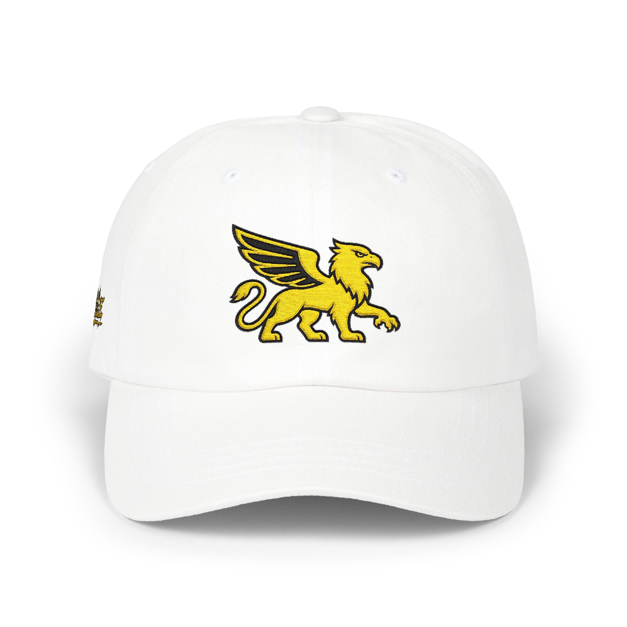 Golden Griffin Embroidered Cap | White Classic Dad Cap