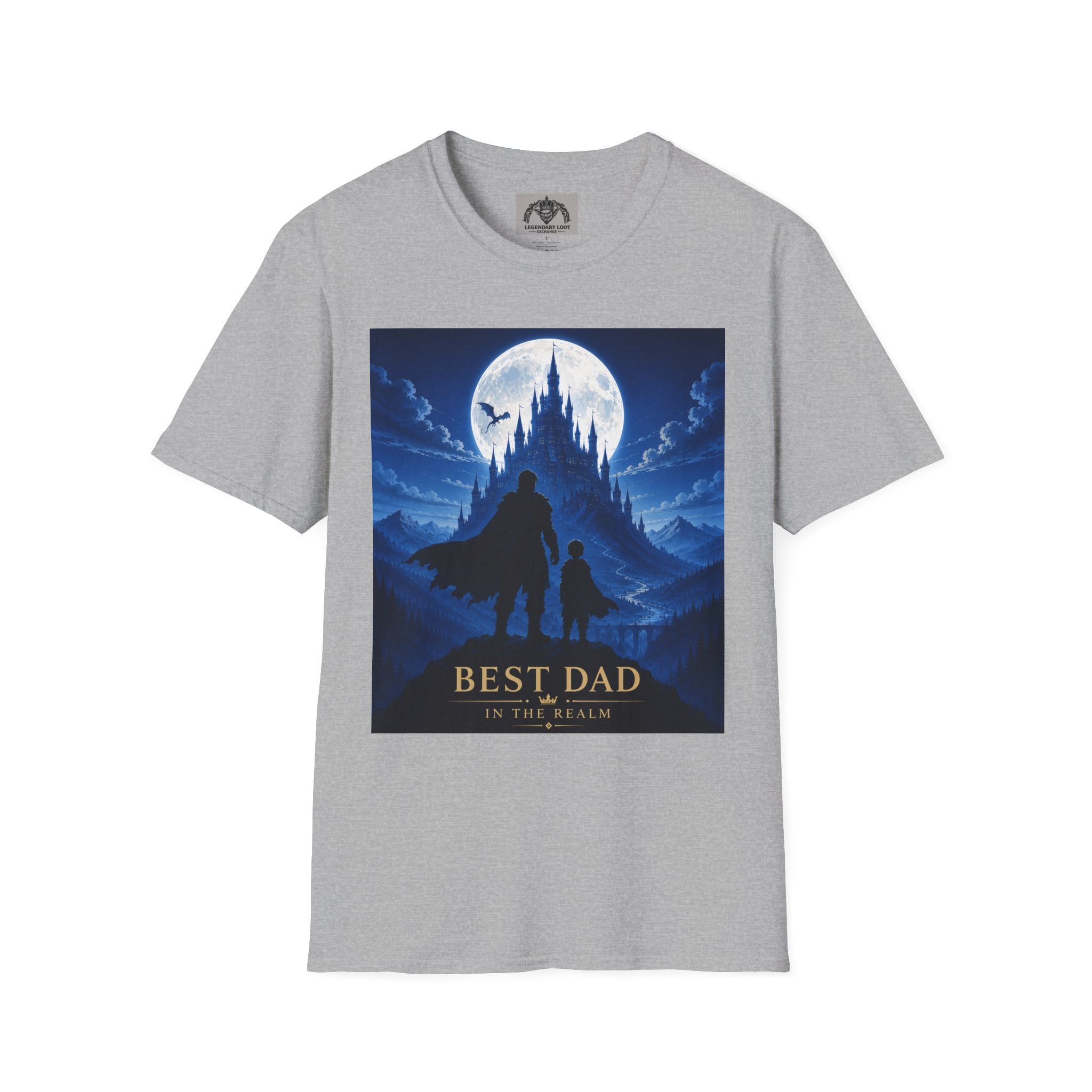 Best Dad Fantasy Castle T-Shirt | Father and Child Silhouette, Moonlit Adventure