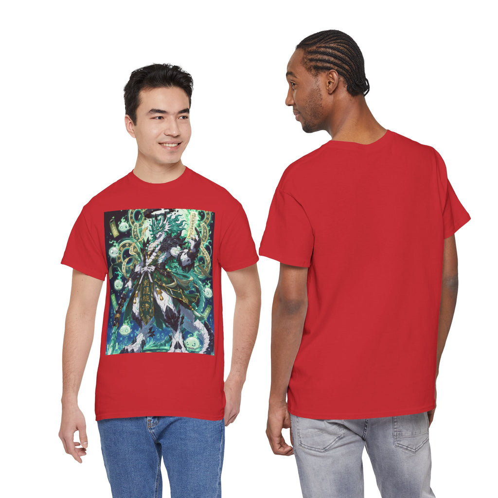 Mystic Forest Sorcerer T-Shirt | Fantasy Mage Illustration, Green Aura