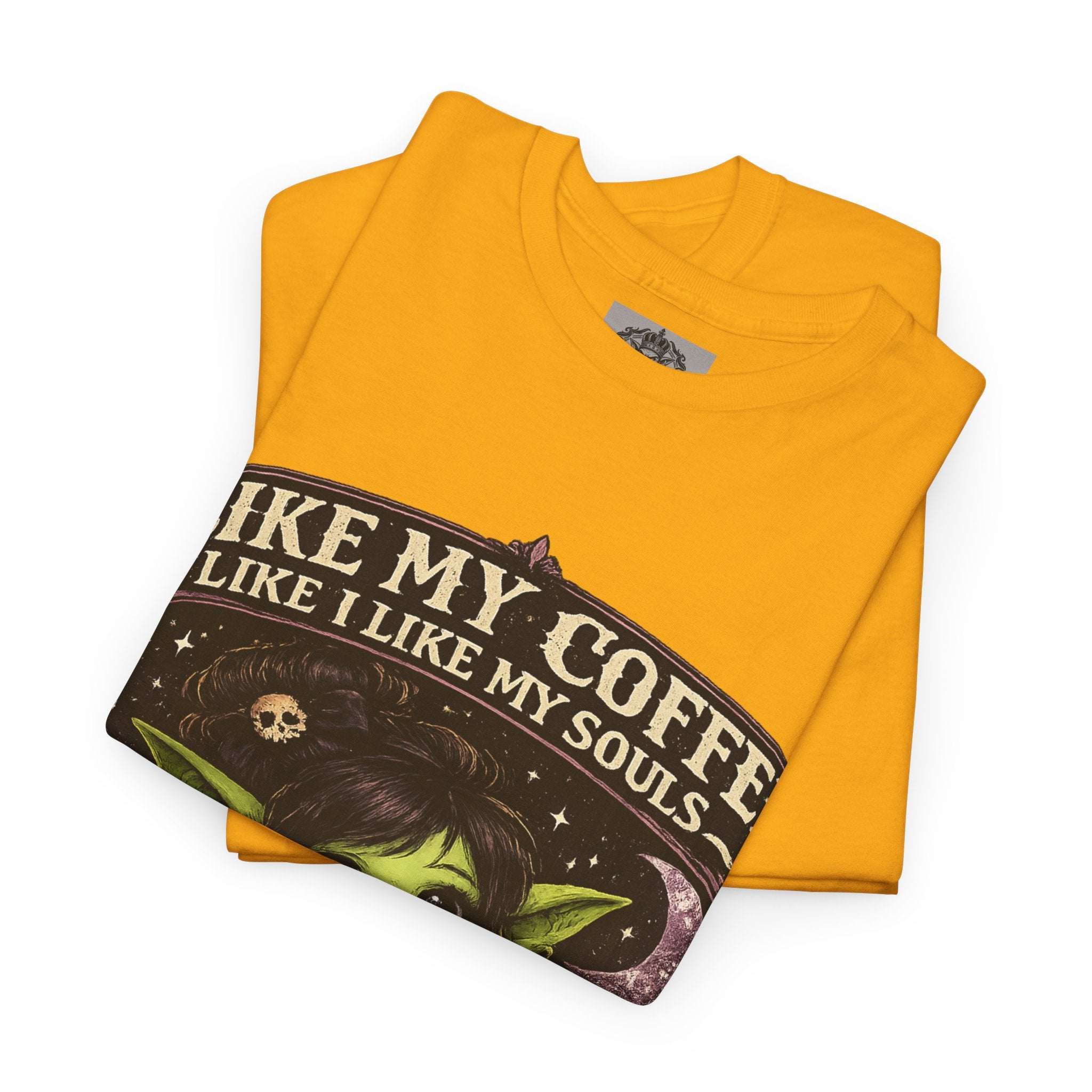 Like My Coffee Tee — "Like My Coffee Like I Like My Souls: Dark and Consumed Daily" Gothic Graphic T-Shirt