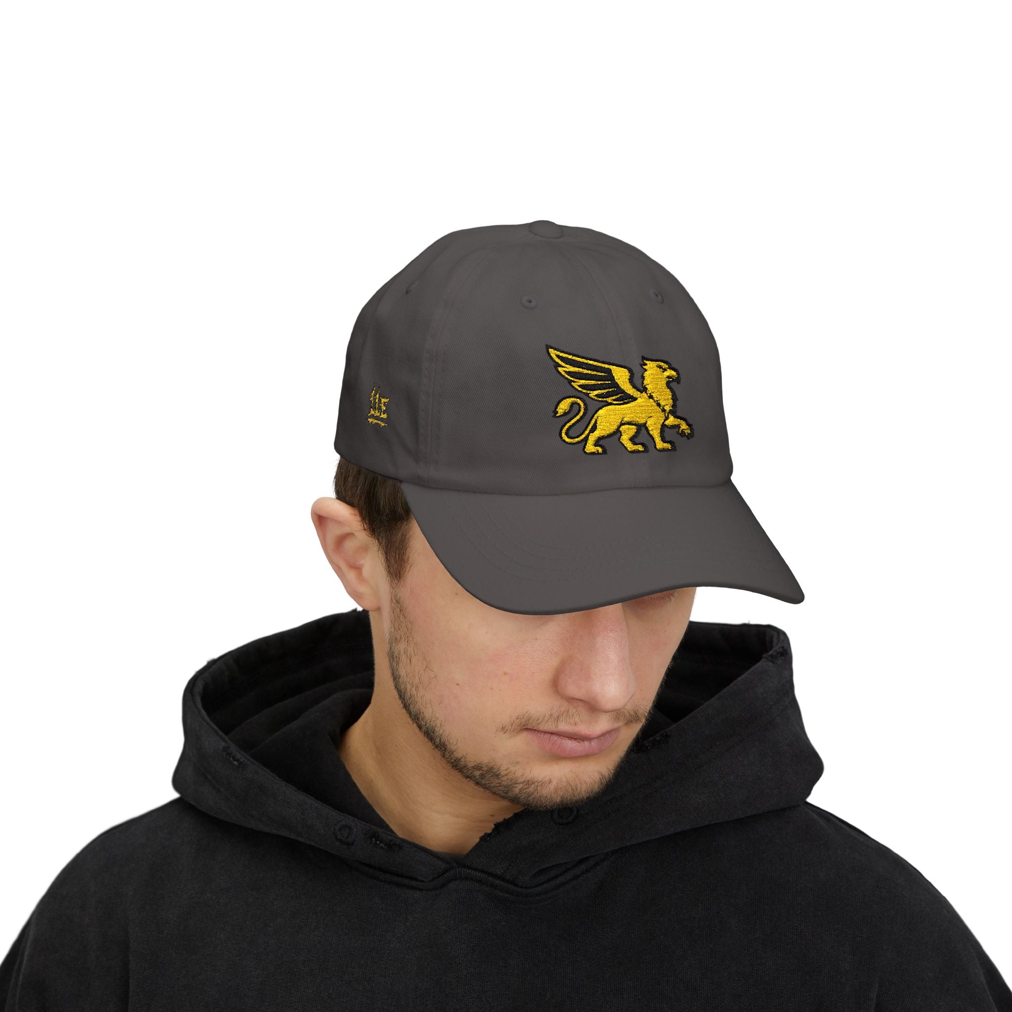 Golden Griffin Embroidered Cap | White Classic Dad Cap