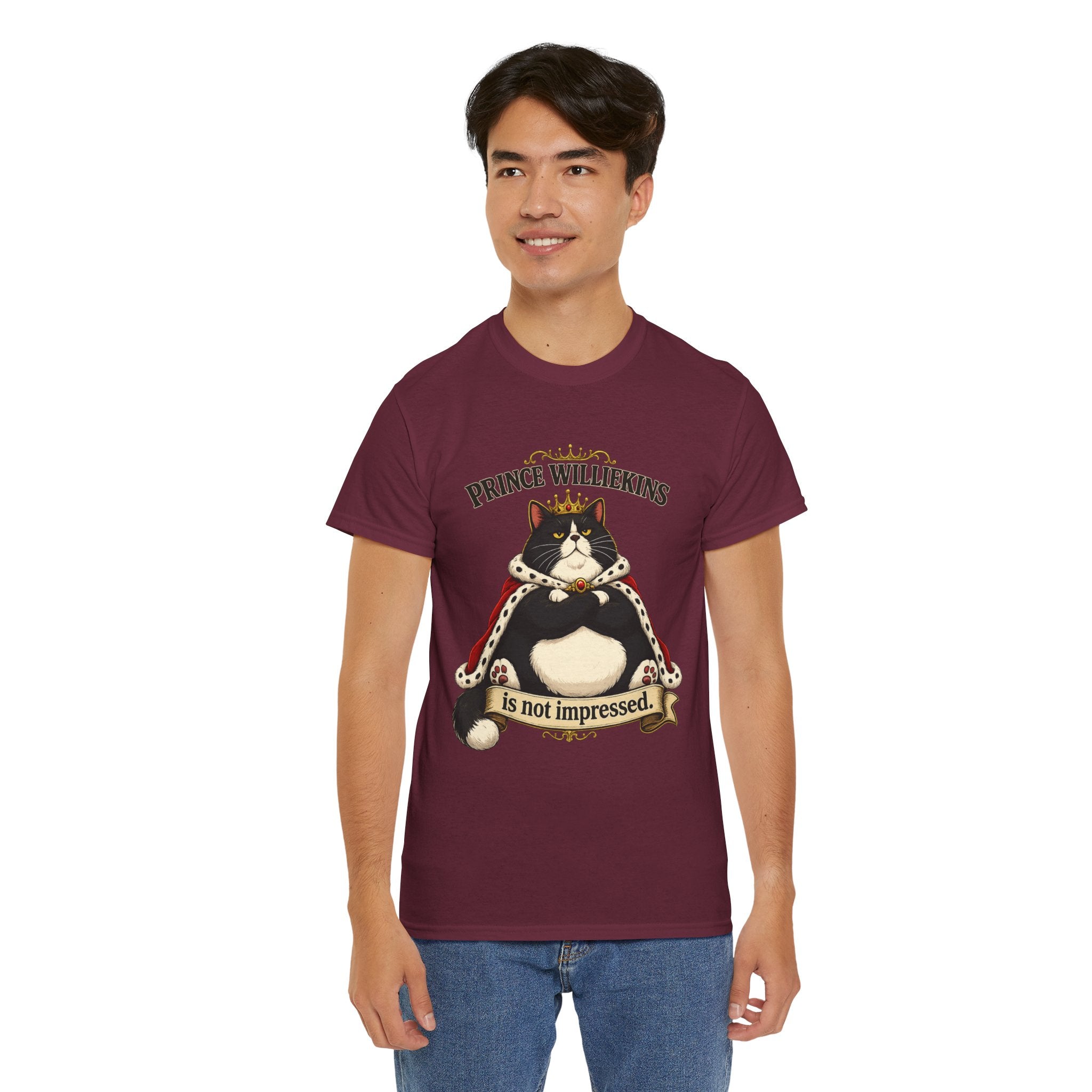 Cat T-Shirt — “Prince Williekins Is Not Impressed” Royal Cat Graphic Tee