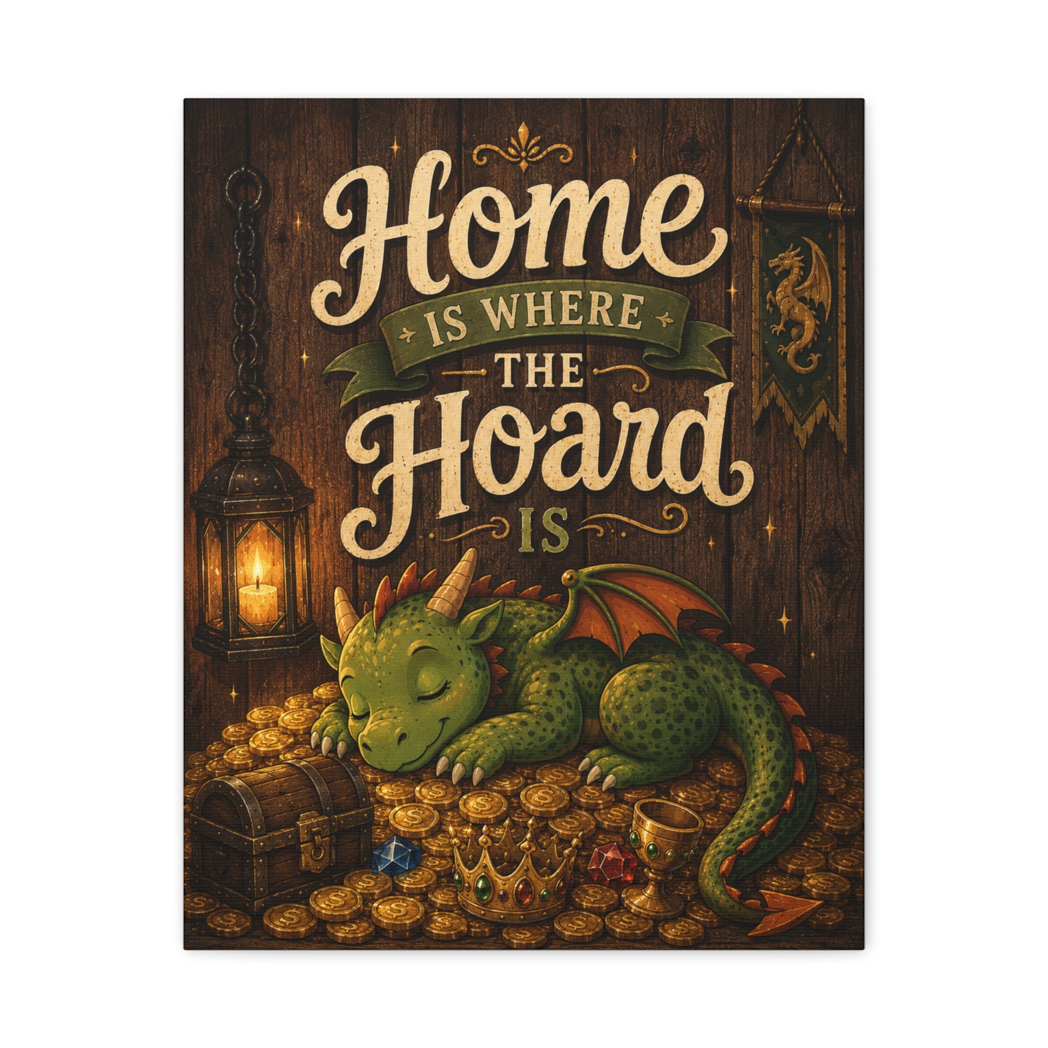 Home Is Where The Hoard Is Dragon Canvas | Matte Stretched Wall Art