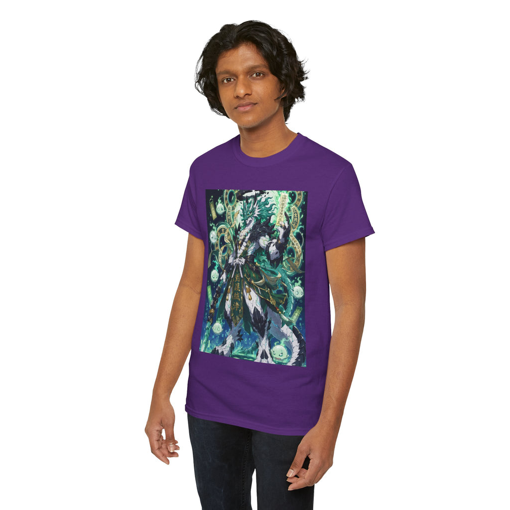 Mystic Forest Sorcerer T-Shirt | Fantasy Mage Illustration, Green Aura
