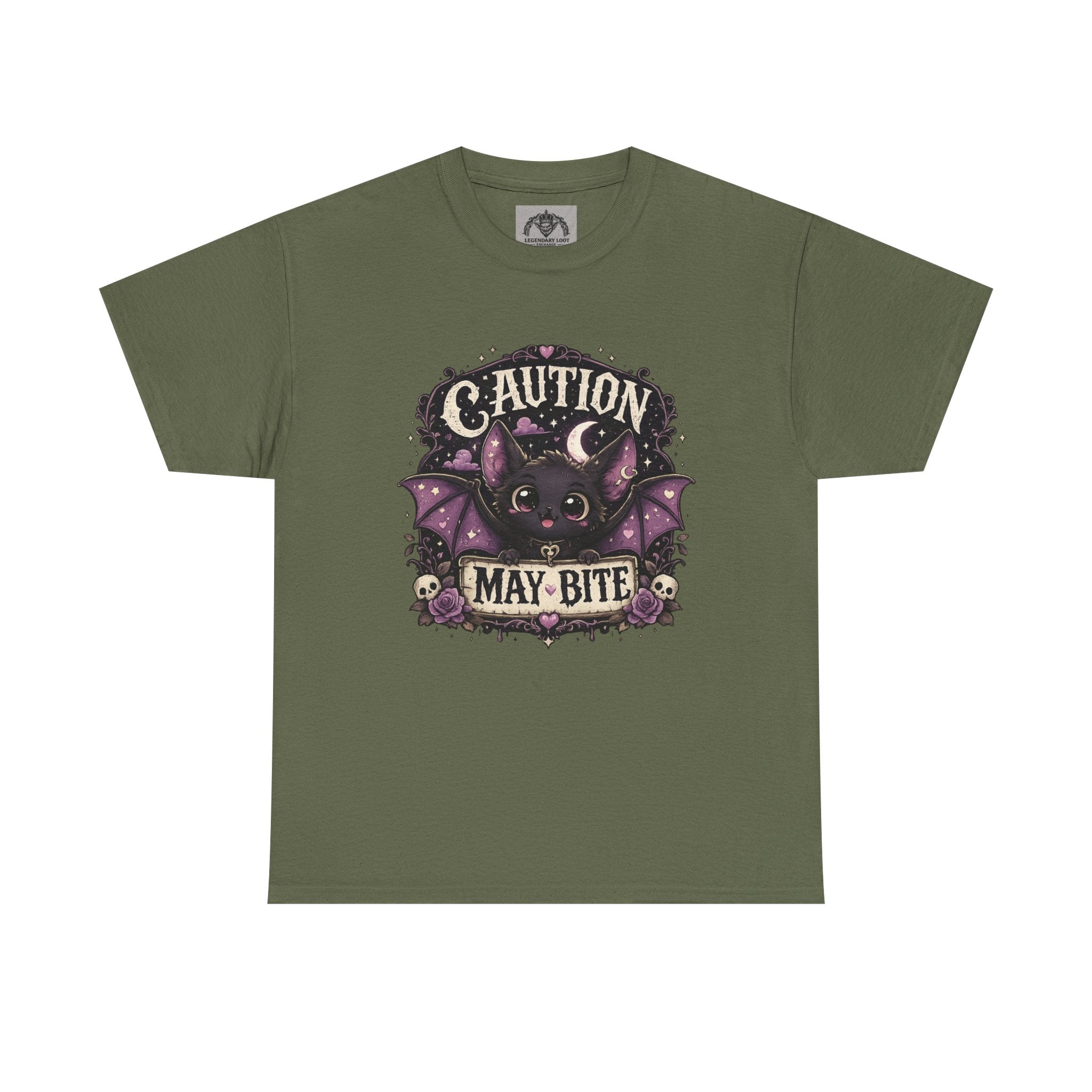 Caution May Bite Bat T-Shirt — Cute Gothic Halloween Tee