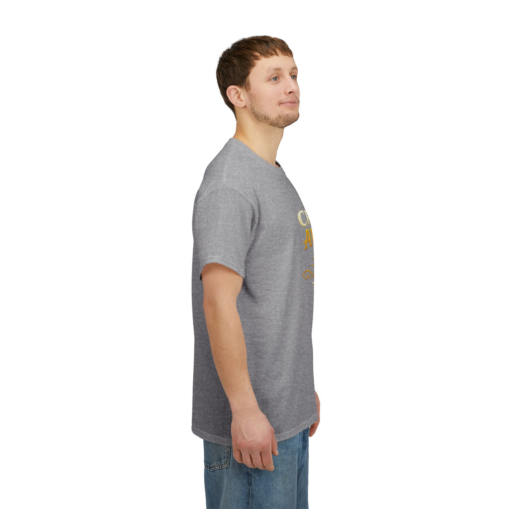 Critically Awesome Dad T‑Shirt – Gold D20 Gaming Father Tee (Father’s Day, Gamer Dad Gift)