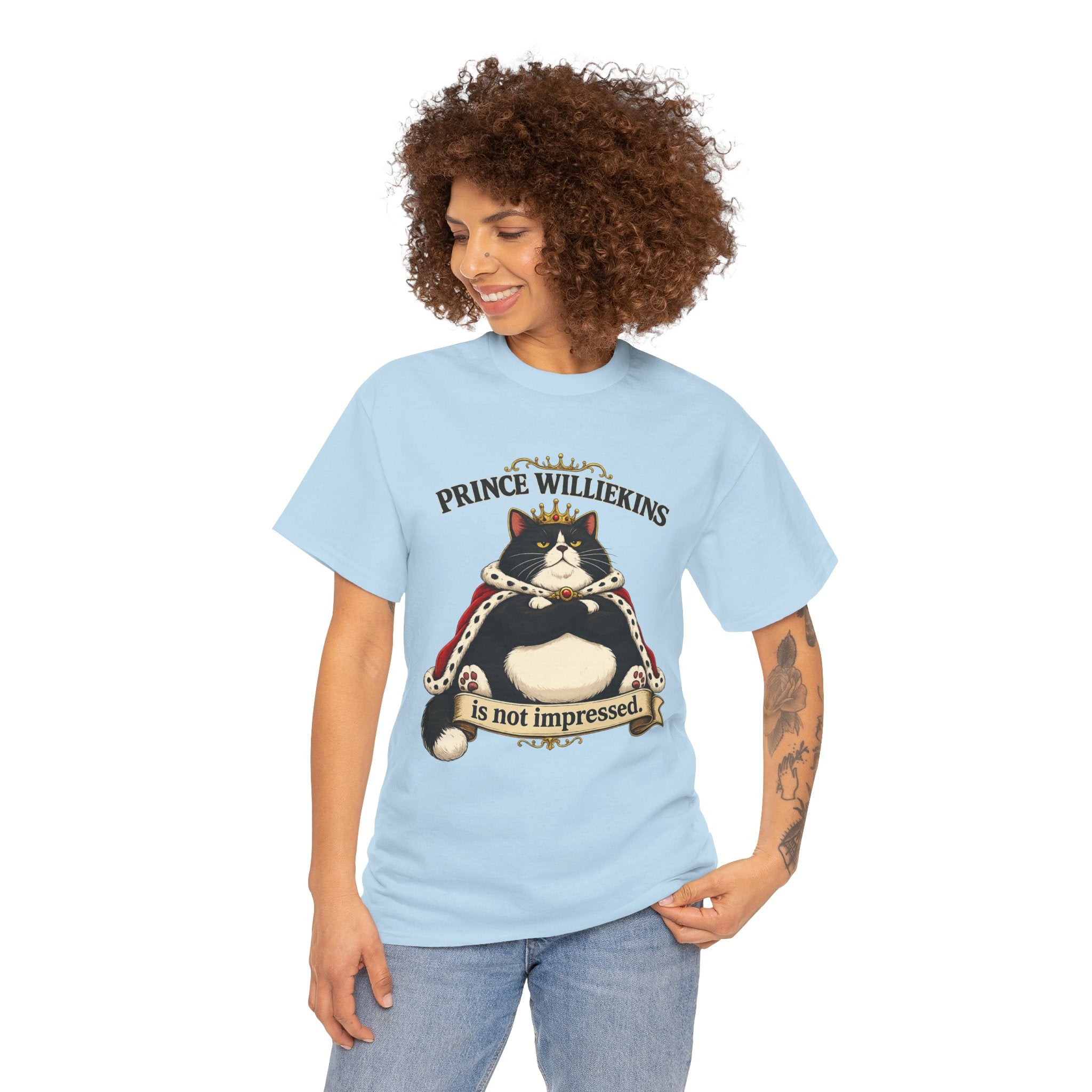 Cat T-Shirt — “Prince Williekins Is Not Impressed” Royal Cat Graphic Tee