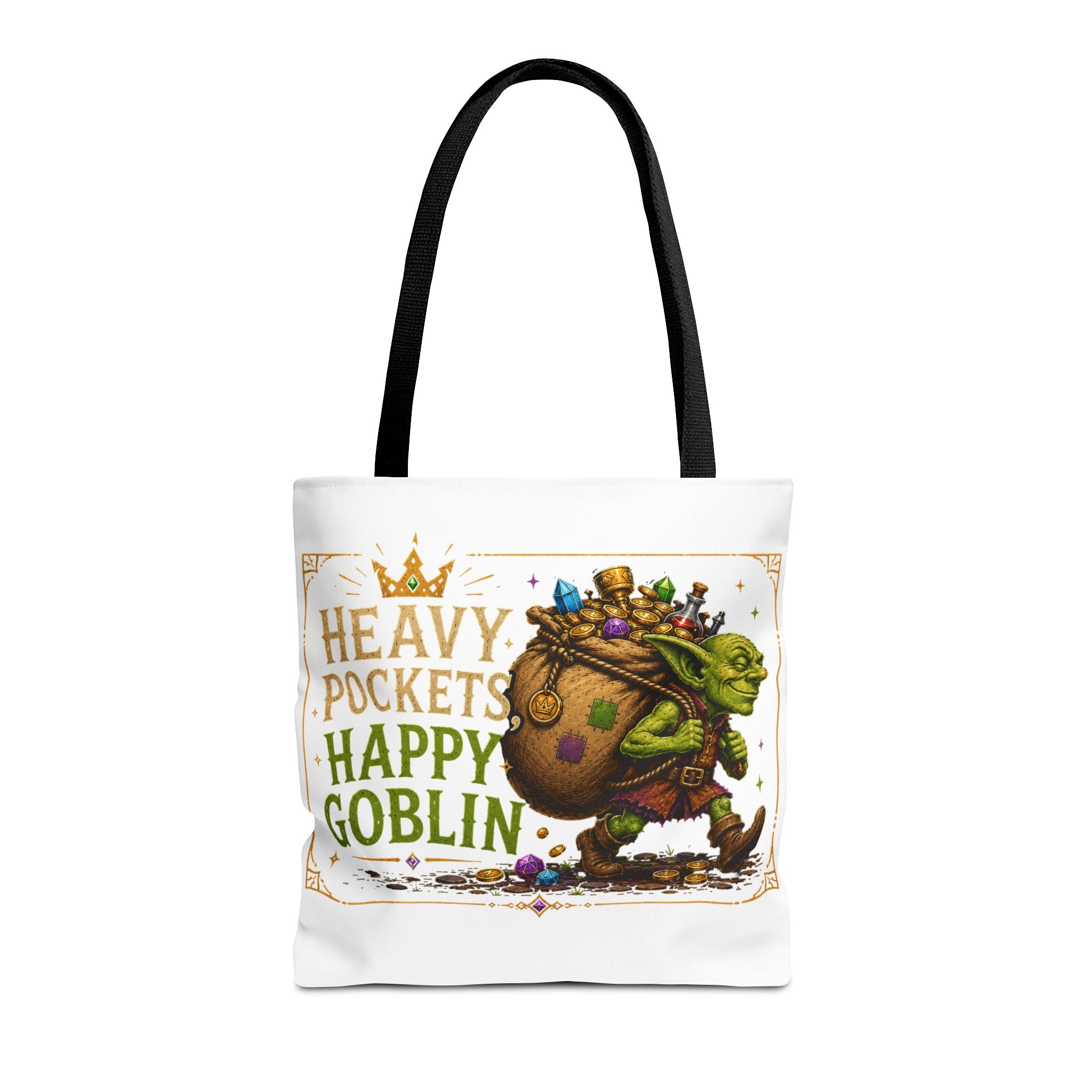 Heavy Pockets Happy Goblin Tote Bag — Fantasy Goblin Illustration Reusable Shopper