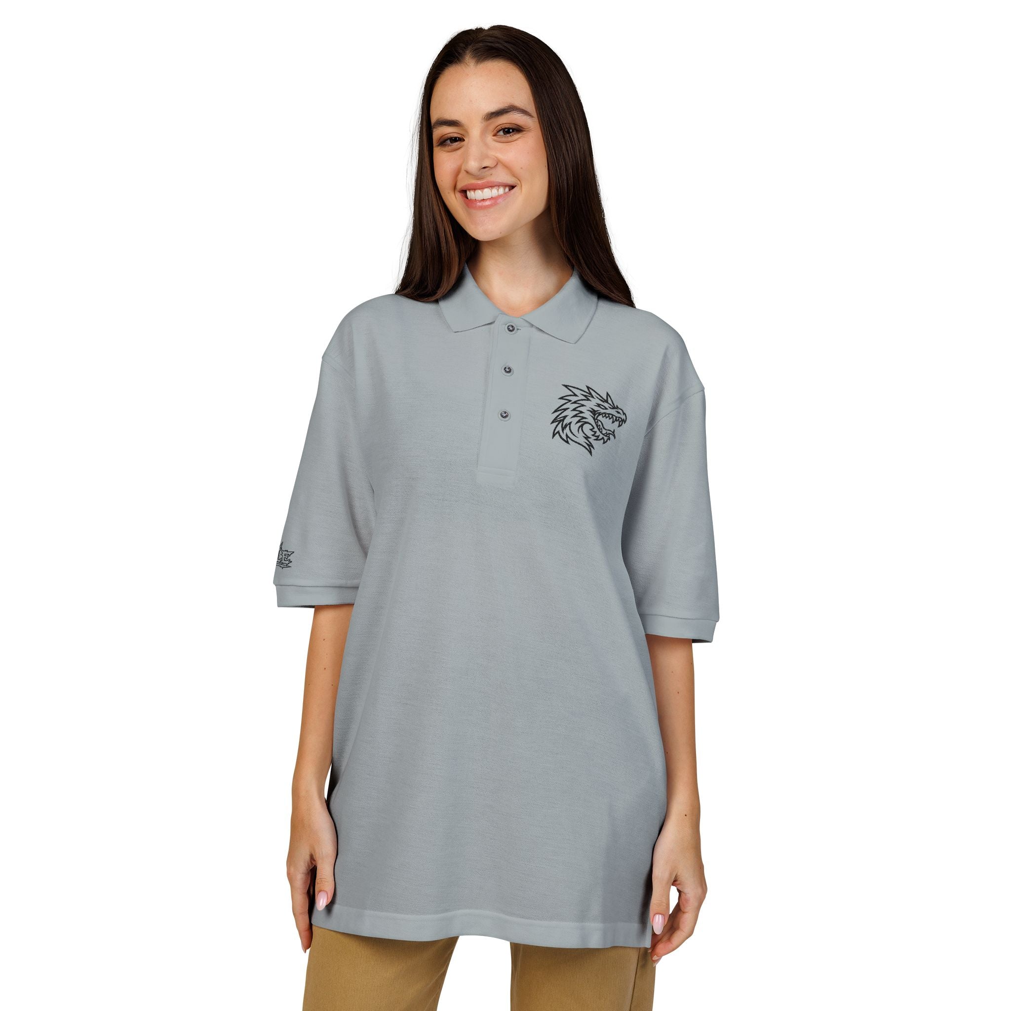 Embroidered Dragon Crest Polo Shirt — Men's Casual Golf & Workwear