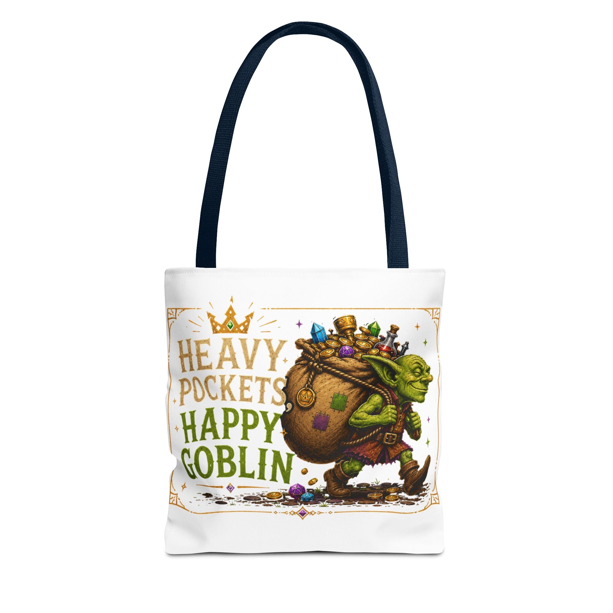 Heavy Pockets Happy Goblin Tote Bag — Fantasy Goblin Illustration Reusable Shopper