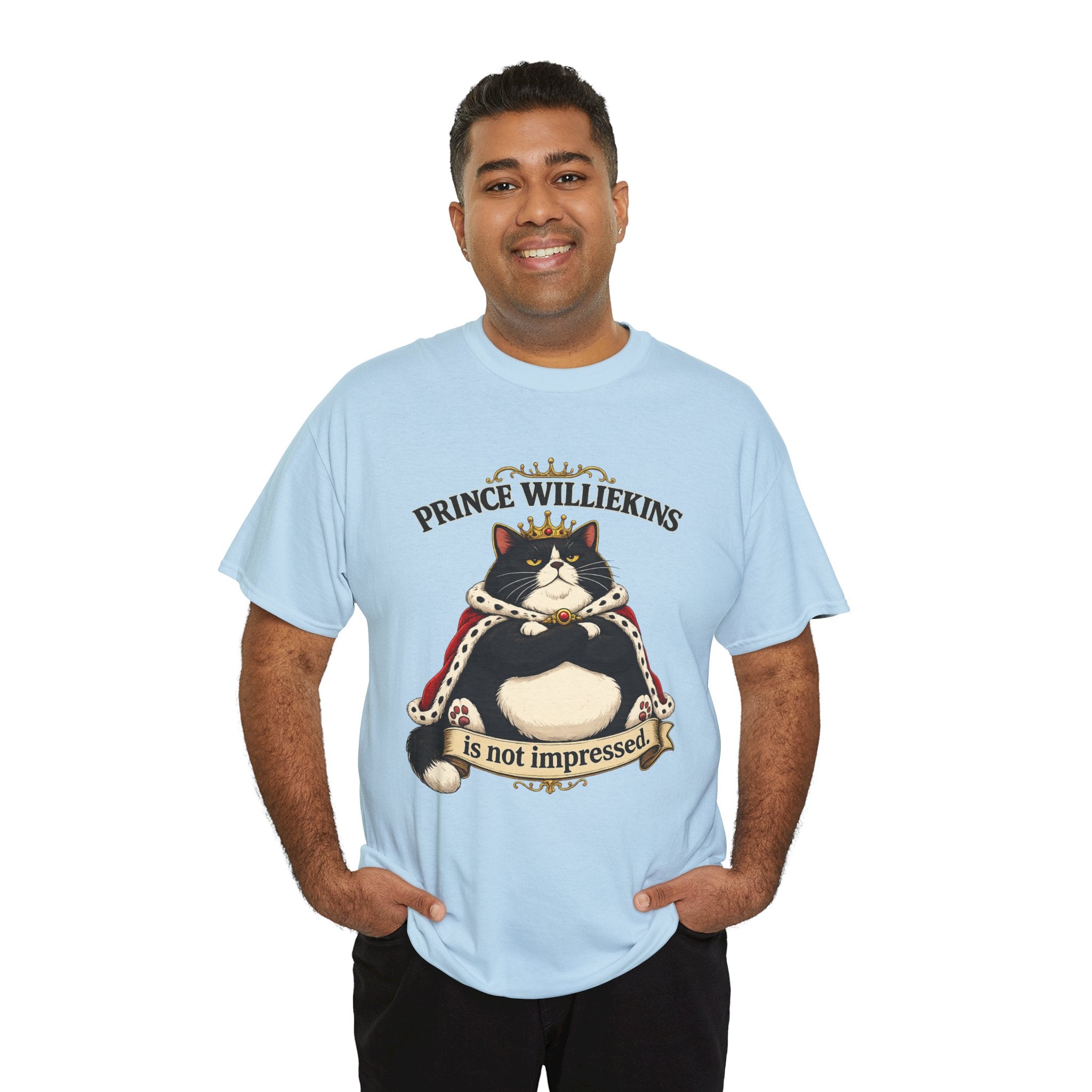 Cat T-Shirt — “Prince Williekins Is Not Impressed” Royal Cat Graphic Tee