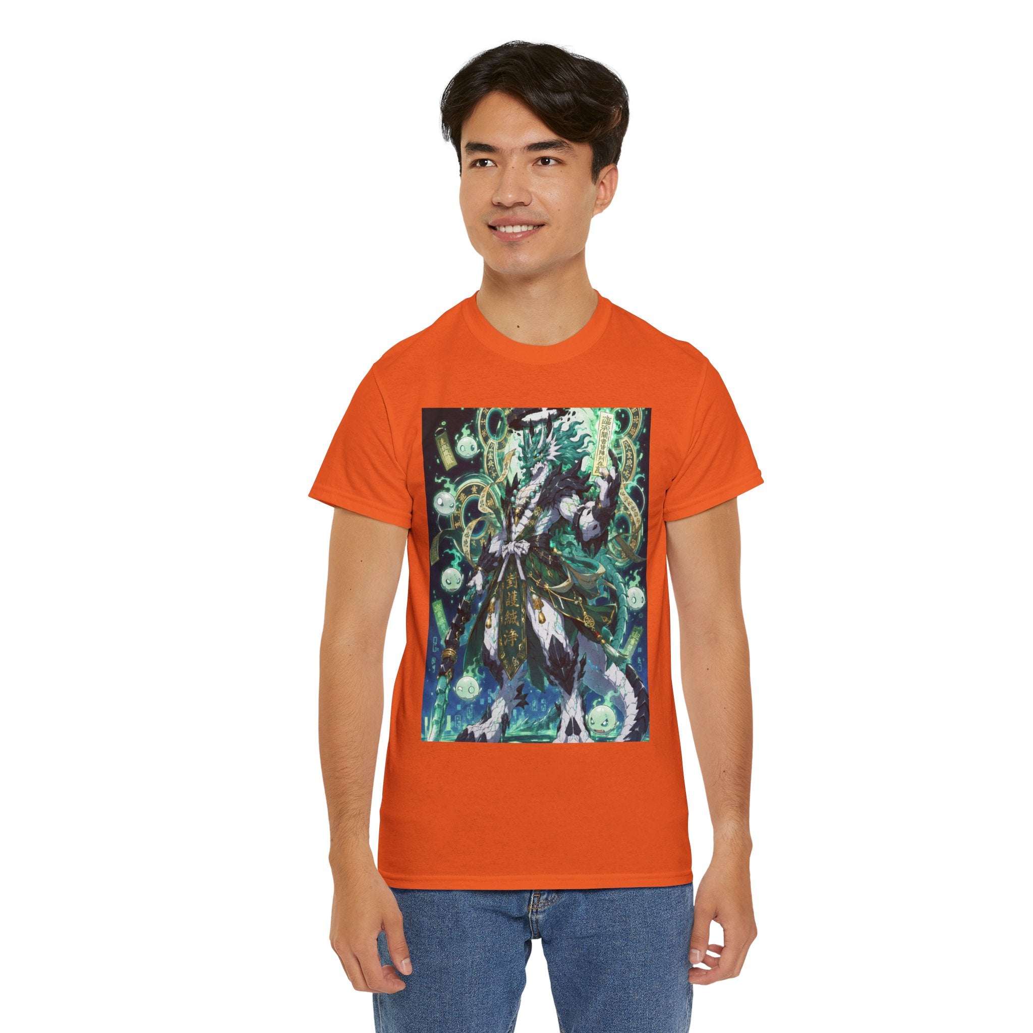 Mystic Forest Sorcerer T-Shirt | Fantasy Mage Illustration, Green Aura