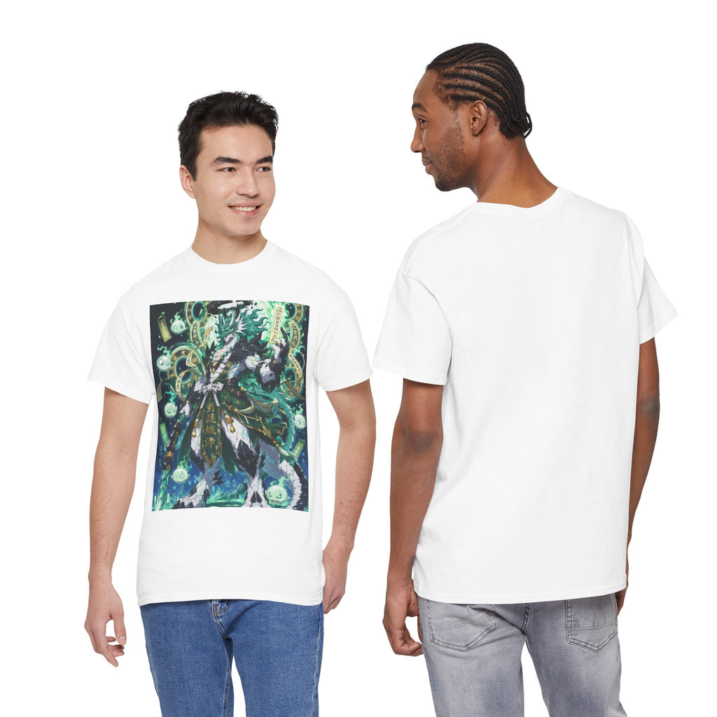 Mystic Forest Sorcerer T-Shirt | Fantasy Mage Illustration, Green Aura