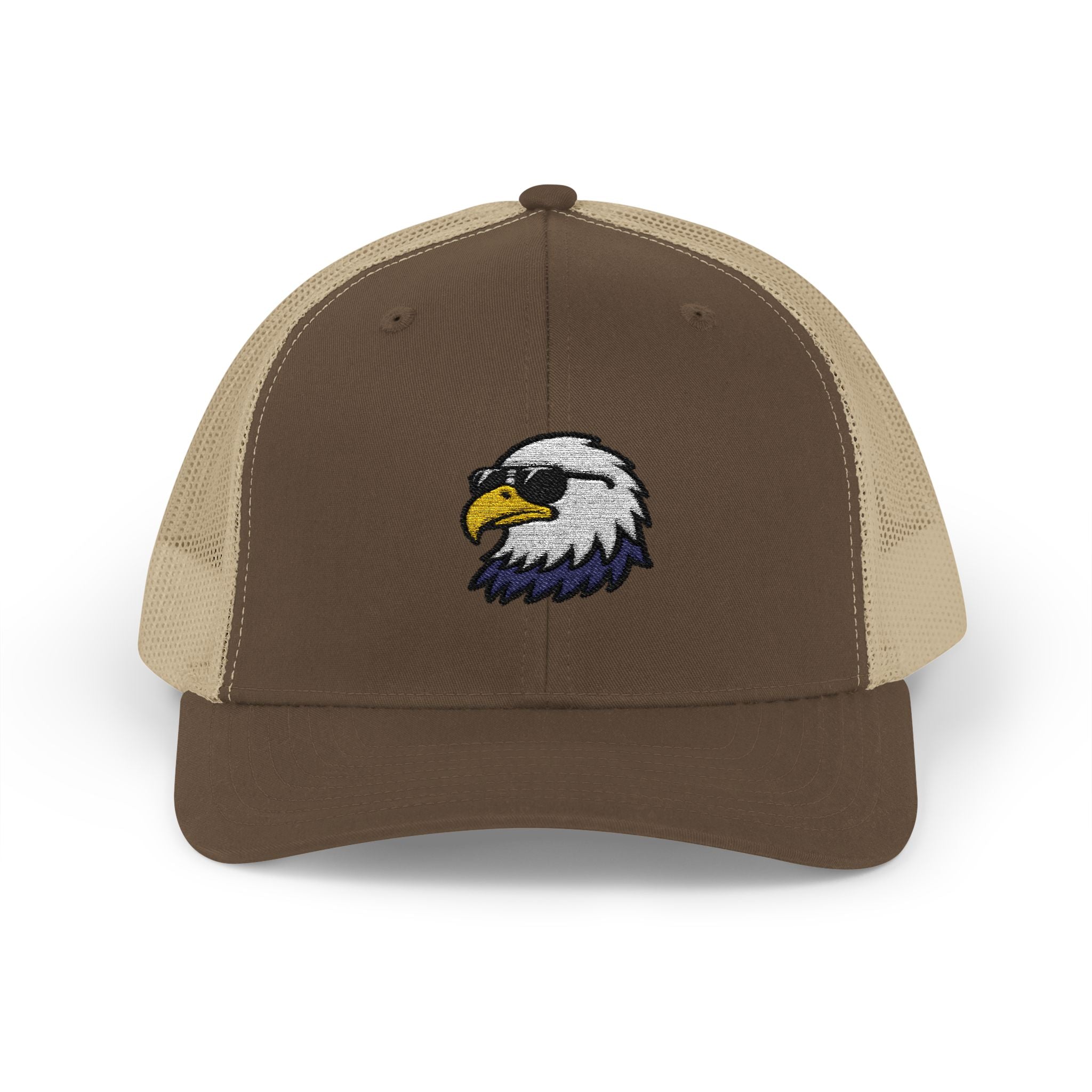 Eagle Head Embroidered Snapback Trucker Cap — Patriotic Mesh Baseball Hat