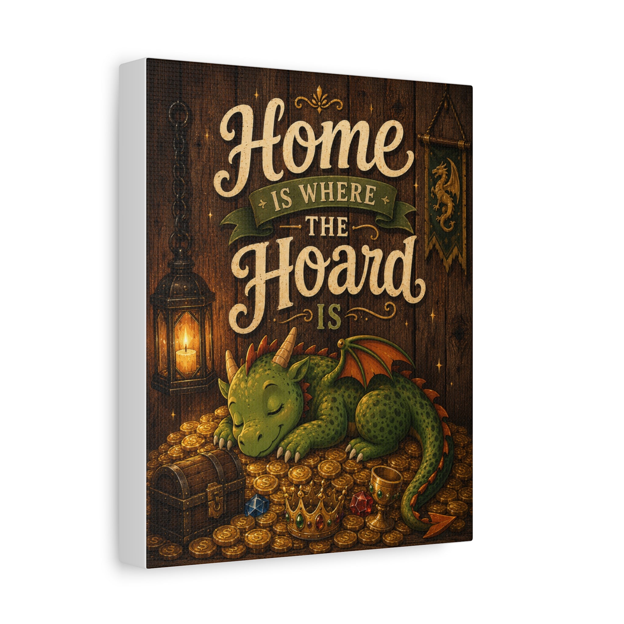 Home Is Where The Hoard Is Dragon Canvas | Matte Stretched Wall Art