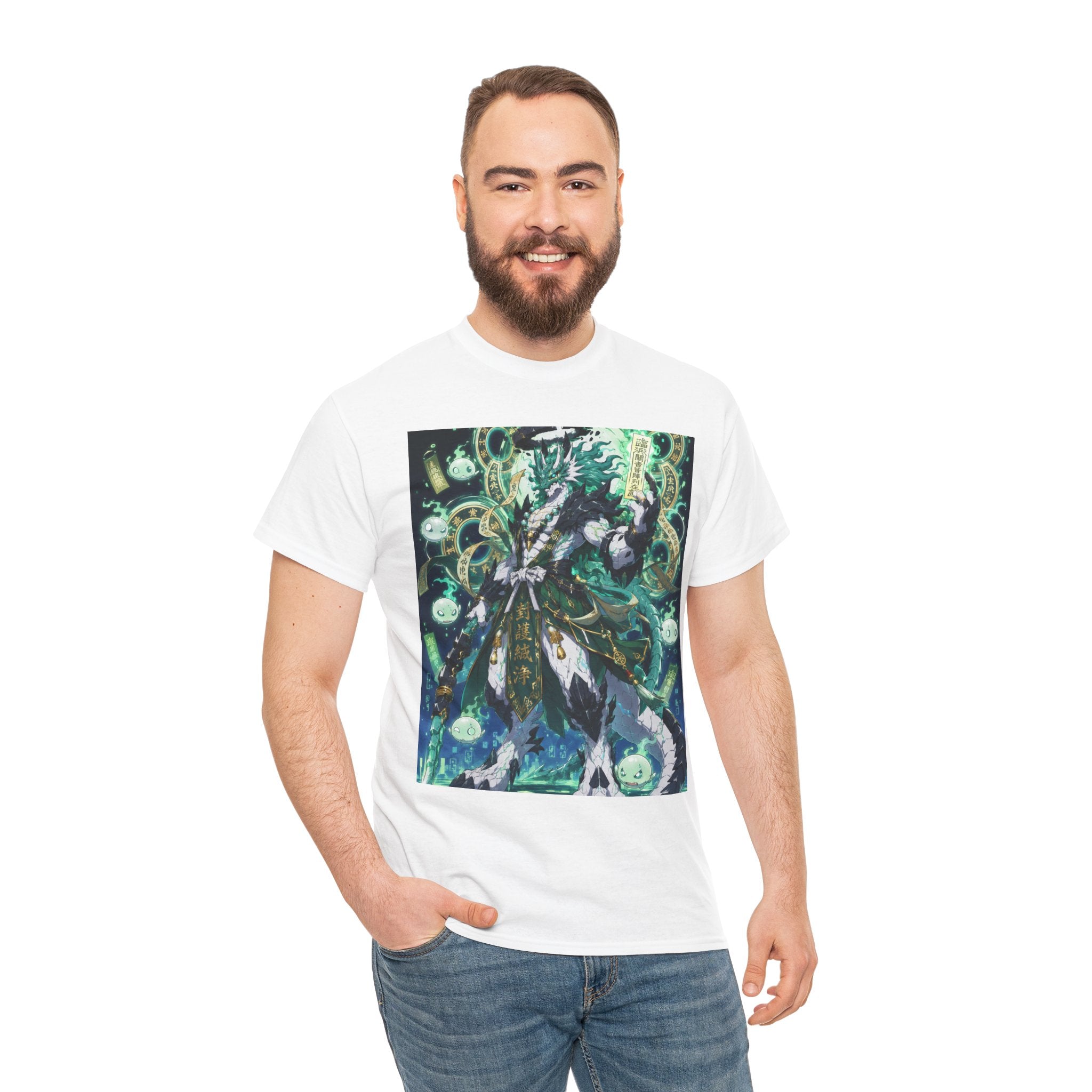 Mystic Forest Sorcerer T-Shirt | Fantasy Mage Illustration, Green Aura