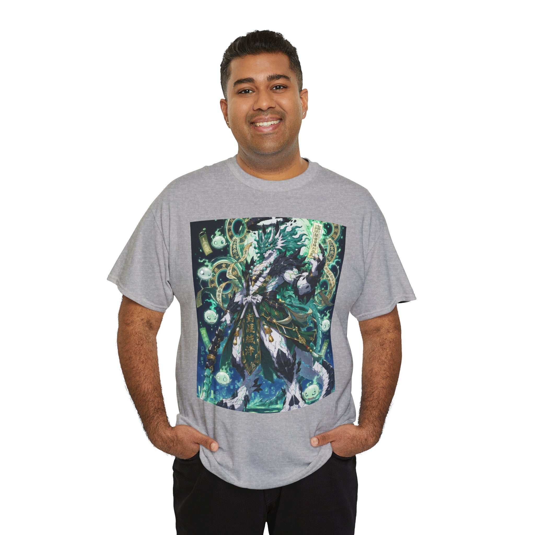 Mystic Forest Sorcerer T-Shirt | Fantasy Mage Illustration, Green Aura