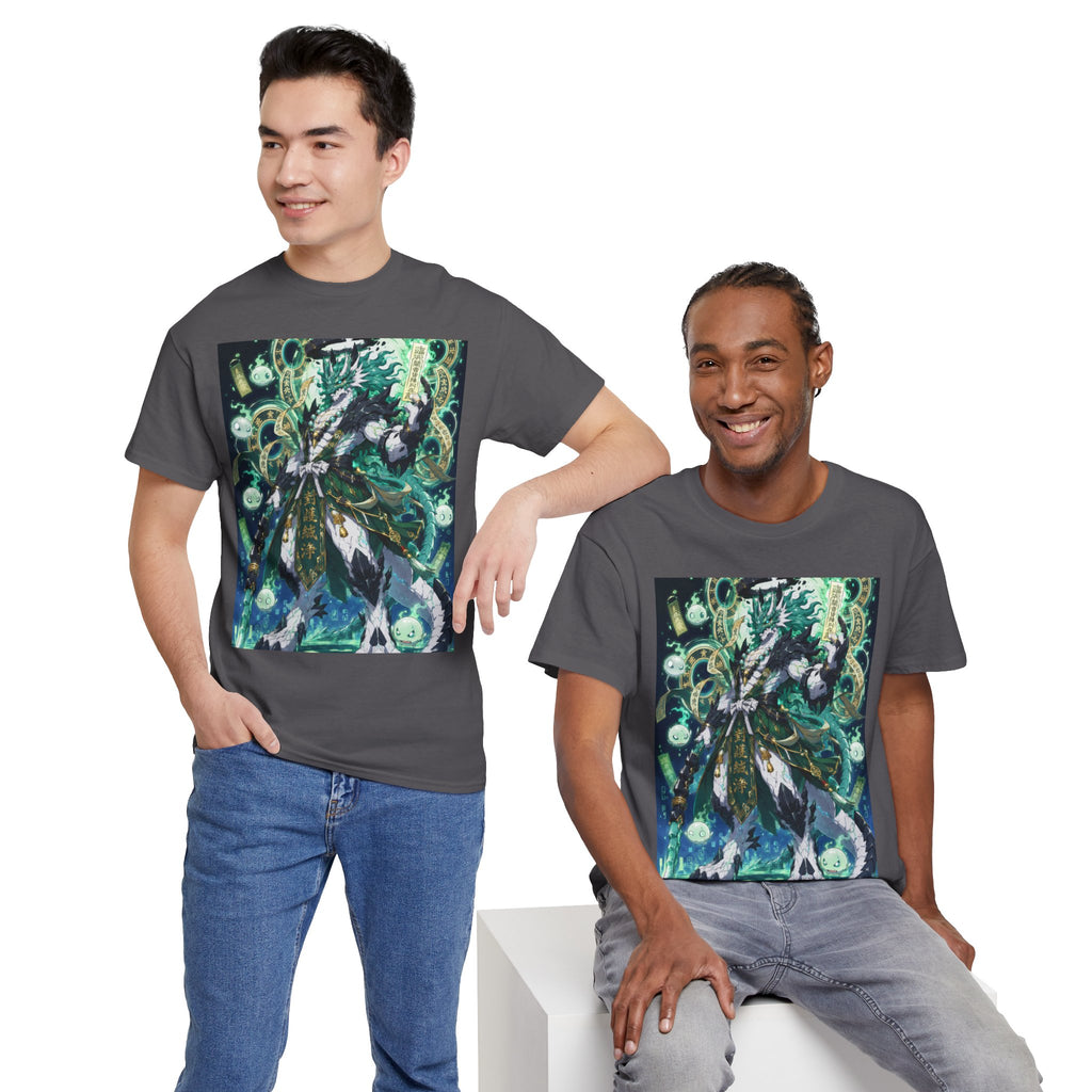Mystic Forest Sorcerer T-Shirt | Fantasy Mage Illustration, Green Aura