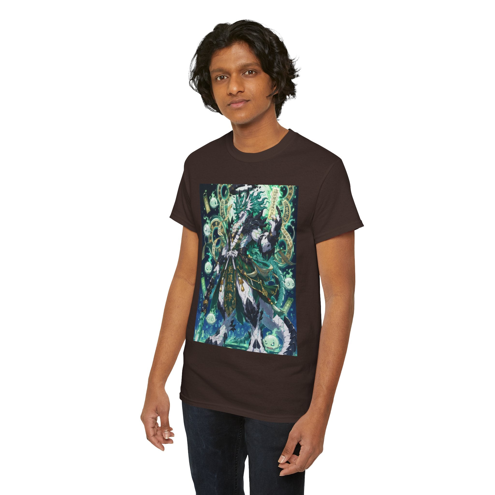 Mystic Forest Sorcerer T-Shirt | Fantasy Mage Illustration, Green Aura
